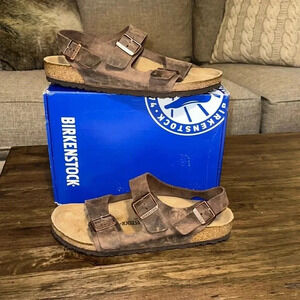 Birkenstock Milano Sandal Brown Double Strap/Back Strap Leather Shoe M12 (45)